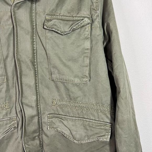 Lucky Brand Mens Olive Green Four Pocket Field Jacket Zipper Mock Neck Large - Picture 3 of 6